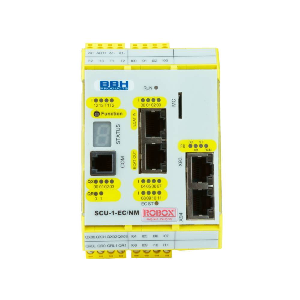 plc safety scu-1-ec/nm Dispositivo elettronico di controllo BBH SCU-1-EC/NM con connettori e indicatori per automazione industriale.