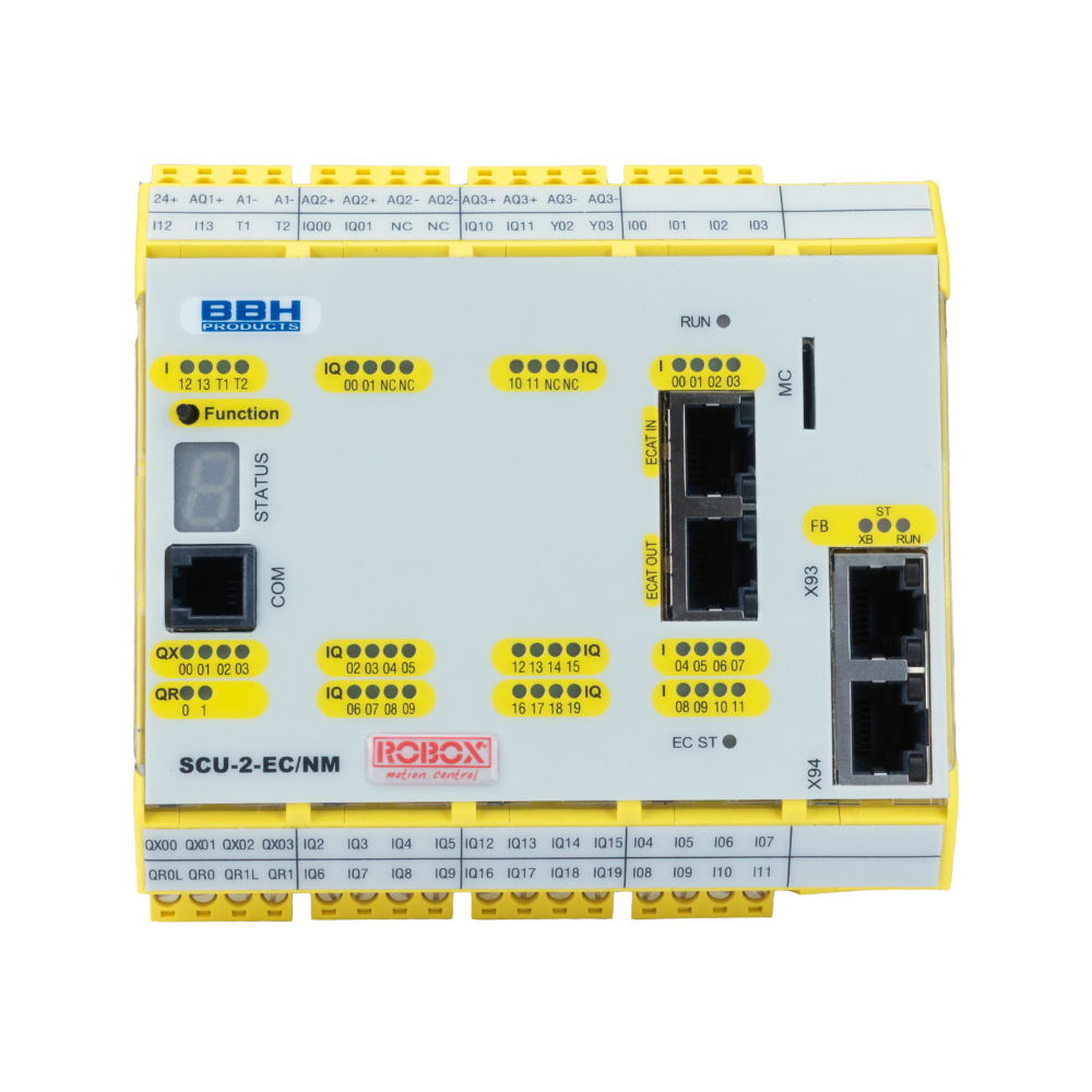 plc safety scu-2-ec/nm Unità di controllo elettronica SCU-2-EC/NM con vari connettori e interfacce di comunicazione industriale.