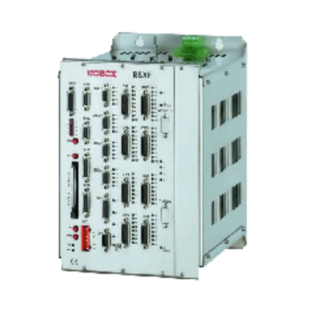 Modulo elettronico con porte multiple, utilizzato per connessioni e controllo in applicazioni industriali e tecnologiche.