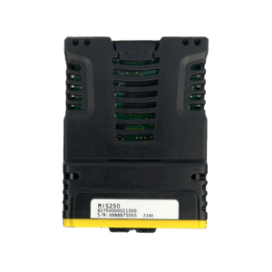 Black and yellow electronic device with visible serial number, part of MI series.