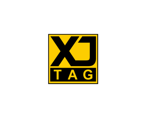Logo di XJTAG, con testo nero su sfondo giallo e design audace per l'identificazione del marchio.